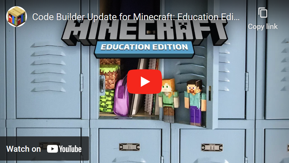 Image of a video about Minecraft Education Code Builder