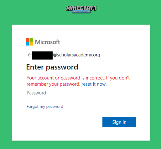 cannot reset office 365 password student
